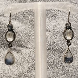Gorgeous tear drop gemstone dangle earrings .925 silver